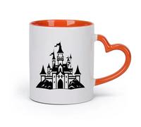 cerámica Tazas de Café, Té y Café Una silueta clásica de un castillo de cuento de hadas perfecto （11oz/320ml） Apto para lavavajillas y microondas Naranja