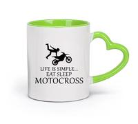 cerámica Tazas de Cerámica para Café, Leche y Té Comer Dormir Frase Motocross Chico （11oz/320ml） Perfecto para cocinas, restaurantes y cafeterías, gran idea de regalo Verde