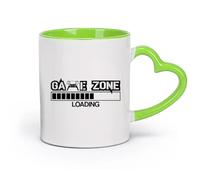 cerámica Tazas de porcelana Área de juegos Barra de carga Videojuegos Ps Sala de juegos para niños （11oz/320ml） Para café, avena, té, fácil de limpiar Verde