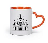 cerámica Tazas de porcelana Una encantadora silueta de un clásico castillo de cuento de hadas perfecto （11oz/320ml） Restaurante, oficina Naranja