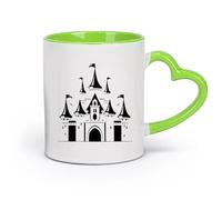 cerámica Tazas de porcelana Una encantadora silueta de un clásico castillo de cuento de hadas perfecto （11oz/320ml） Restaurante, oficina Verde