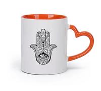 cerámica Tazas de té y café con estilo Estudio de yoga con patrón indio de mano y mal de ojo （11oz/320ml） Para té, chocolate caliente Naranja