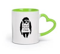cerámica Tazas de té y café Grafiti callejero de monos, chimpancés trabajando ahora, gorila riendo, inteligente （11oz/320ml） Gran regalo para parejas Verde
