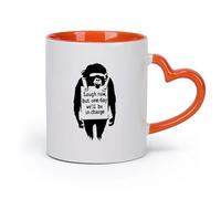 cerámica Tazas de té y café Grafiti callejero de monos, chimpancés trabajando ahora, gorila riendo, inteligente （11oz/320ml） Gran regalo para parejas Naranja