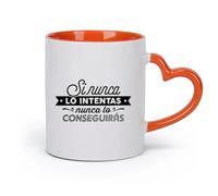 cerámica Tazas Grandes para Bebidas Calientes Frases de Sinunca Lointas en español para niños （11oz/320ml） Para Té, Café, Leche, Capuchino Naranja