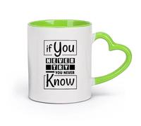 cerámica Tazas Grandes para Bebidas Calientes Si no lo intentas nunca lo sabrás （11oz/320ml） Perfecto para cocinas, restaurantes y cafeterías, gran idea de regalo Verde