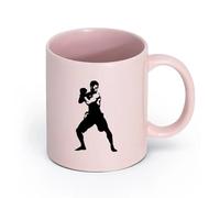 cerámica Tazas Grandes para Bebidas Calientes silueta muay thai solo cuerpo completo （11oz/320ml） Perfecto para cocinas, restaurantes y cafeterías, gran idea de regalo Rosa