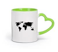 cerámica Tazas Grandes para Té, Café y Chocolate Caliente Mapa del mundo o mosaicos y （11oz/320ml） Perfecto para cocinas, restaurantes y cafeterías, gran idea de regalo Verde