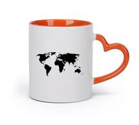 cerámica Tazas Grandes para Té, Café y Chocolate Caliente Mapa del mundo o mosaicos y （11oz/320ml） Perfecto para cocinas, restaurantes y cafeterías, gran idea de regalo Naranja