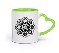 cerámica Tazas Grandes para Té, Café y Chocolate Caliente símbolo de energía del yoga （11oz/320ml） Café, té, latte, leche, cacao, zumo y otras bebidas calientes Verde