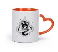 cerámica Tazas para Chocolate Caliente Dibujo a mano de un hombre atrapado en una botella de vino. （11oz/320ml） Regalo para hombre o mujer Naranja