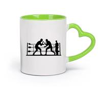 cerámica Tazas para Chocolate Caliente imagen de un combate de boxeo con un hombre en un ring （11oz/320ml） Para cafetería o restaurante Verde