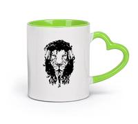 cerámica Tazas personalizadas Tatuaje de león con auriculares y música de miedo （11oz/320ml） Apto para lavavajillas y microondas, para la oficina y el hogar Verde