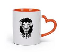 cerámica Tazas personalizadas Tatuaje de león con auriculares y música de miedo （11oz/320ml） Apto para lavavajillas y microondas, para la oficina y el hogar Naranja