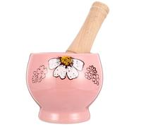Cerámica Triturador de Ajo y Madera Rosa Manual Redondo Portátil | Diseño Ergonómico, Ligero y Portátil, Uso Manual, Formato Redondo, Pieza para Cocina, Color Rosa Color Aleatorio