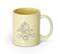 cerámica Vajilla de Cerámica para Hogar Cuento infantil de fantasía de dragones （11oz/320ml） Perfecto para cocinas, restaurantes y cafeterías, gran idea de regalo Beige