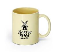 cerámica Vajilla de Cerámica para Hogar Letras del molino de pan de Bakery House （11oz/320ml） Perfecto para cocinas, restaurantes y cafeterías, gran idea de regalo Beige