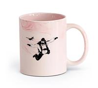 cerámica Vajilla de Cerámica para Hogar Salto en paracaídas, deporte extremo （11oz/320ml） Perfecto para cocinas, restaurantes y cafeterías, gran idea de regalo Rosa mármol