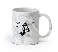 cerámica Vajilla de Cerámica para Hogar Salto en paracaídas, deporte extremo （11oz/320ml） Perfecto para cocinas, restaurantes y cafeterías, gran idea de regalo Negro mármol
