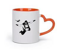 cerámica Vajilla de Cerámica para Hogar Salto en paracaídas, deporte extremo （11oz/320ml） Perfecto para cocinas, restaurantes y cafeterías, gran idea de regalo Naranja
