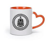 cerámica Vajilla de Cerámica para Hogar Tren Locomotora Transporte Ferroviario （11oz/320ml） Perfecto para cocinas, restaurantes y cafeterías, gran idea de regalo Naranja