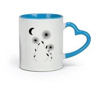 Cerámica Vasos de cerámica para el hogar Abstract Moon Night Flowers Garden (11 oz/320 ml) Apto para lavavajillas y microondas, para la oficina y el hogar Azul