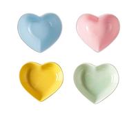 Cerámico Corazón Forma Salsa Plato, De múltiples fines Mini Condimento Platos Sushi Inmersión bol Aperitivo Platos Servicio Plato Platillos bol Amor Boda Regalo (Juego de 4) (Multicolor)