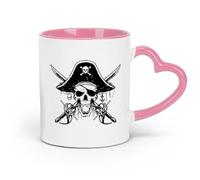 ceramics Ceramic Coffee Cup Cartoon Nautical Pirate Saber Skull Playroom Sword Weapon Captain Ocean Playroom （11oz/320ml） for Home or Work Pink