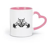 ceramics Ceramic Coffee Cup Gymnasticsnasium Bodybuilder Muscle Dumbbell Exercise Bull （11oz/320ml） for Home or Work Pink