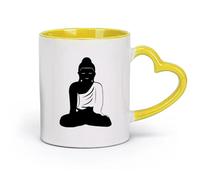 ceramics Ceramic Cup for Home and Office Buddha Buddhist Meditation （11oz/320ml） Humorous Gift for Coffee Lovers, Work Besties, Coworkers & Friends Yellow