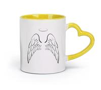 ceramics Ceramic Cup for Home and Office Glass and Angel Wings ation （11oz/320ml） Humorous Gift for Coffee Lovers, Work Besties, Coworkers & Friends Yellow