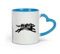 ceramics Ceramic Cups with Handles Cool Animal Wolf Wild Side Of Life Home （11oz/320ml） Ideal for Home & Office Use Blue