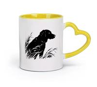 ceramics Ceramic Cups with Handles Hunting Dog the Grass Hunter Store Hobby （11oz/320ml） fine china (ceramic) Yellow