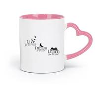 ceramics Ceramic Drinkware for Home Live Dream Learn Book Words Quote （11oz/320ml） Ceramic Coffee Mug for Cappuccino Tea, Milk, Pink