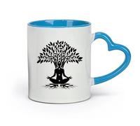ceramics Ceramic Drinkware for Home Meditation Tree Girl Chakras Yoga Studio （11oz/320ml） for Tea, Hot Chocolate Blue