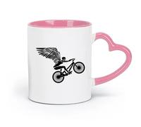 ceramics Ceramic Drinkware for Home Motorcycle Bike Flying Biker With Wings （11oz/320ml） Dishwasher and Microwave Safe Pink