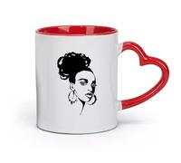 ceramics Ceramic Mug Cup Beautiful African Girl Face Fashion Model Beauty Salon （11oz/320ml） for Office, Home Red