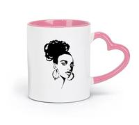 ceramics Ceramic Mug Cup Beautiful African Girl Face Fashion Model Beauty Salon （11oz/320ml） for Office, Home Pink