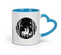 ceramics Ceramic Mug Cup Christmas Xmas Deer Forest Snow Animals New Year （11oz/320ml） Ideal for Home & Office Use Blue