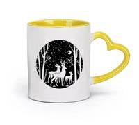 ceramics Ceramic Mug Cup Christmas Xmas Deer Forest Snow Animals New Year （11oz/320ml） Ideal for Home & Office Use Yellow