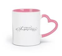 ceramics Ceramic Mug Cup French True Happiness Does Not Depend On Anything Motivational Inspirational Quotes （11oz/320ml） for Home or Work Pink