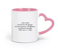 ceramics Ceramic Mug Cup Spanish Romans 12:12 Bible Verses Quotes From Jesus Christ （11oz/320ml） for Office, Home Pink