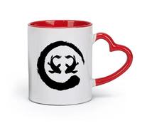 ceramics Ceramic Mug Cup Yin Yang Diagram Two Koi Fish Asian Style Circle Enso Zen （11oz/320ml） for Office, Home Red