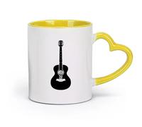 ceramics Ceramic Mug Gift Box Latte Mug with Handle Acoustic Guitar Music Rock Pop （11oz/320ml） for Home and Office Yellow