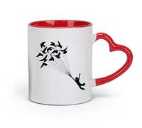 ceramics Ceramic Mug Gift Box Latte Mug with Handle Boy Flying Birds Dream Kids （11oz/320ml） for Home or Work Red