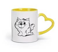 ceramics Ceramic Mug Gift Box Latte Mug with Handle Cute Cat Animal Pets Nursery （11oz/320ml） for Office, Home Yellow