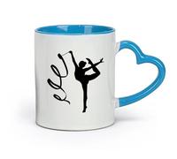 ceramics Ceramic Mug Gift Box Latte Mug with Handle Gymnastics Sport Girl Ribbon （11oz/320ml） for Home or Work Blue