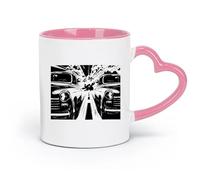ceramics Ceramic Mug Gift Box Latte Mug with Handle Old Retro Cars Road Cool Home （11oz/320ml） for Home and Office Pink