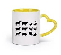 ceramics Ceramic Tea Cup Farm Animals Village Rooster Chicken Village Cow Horse （11oz/320ml） Ideal for Home & Office Use Yellow