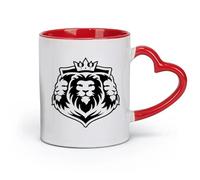 ceramics Coffee and Tea Cups Crown Lions Head Wild Animals Kindom Symbol （11oz/320ml） Office, Home, Café, Dishwasher & Microwave Safe Red